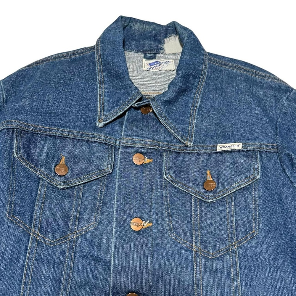 Vintage 1970s Wrangler Denim Trucker Jean Jacket Men's Small - Picture 2 of 6